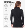image:imageMerino Wool Base Layer Women Turtleneck  Merino Wool Sweater Women Shirt  Low and High Neck Midweight Shirt Breathable Naturally OdorResistant Soft Ideal for Hiking Skiing ColdWeather Wear260 Heathered Black Low
