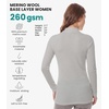 image:imageMerino Wool Base Layer Women Turtleneck  Merino Wool Sweater Women Shirt  Low and High Neck Midweight Shirt Breathable Naturally OdorResistant Soft Ideal for Hiking Skiing ColdWeather Wear260 Light Grey Low