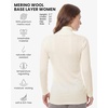 image:imageMerino Wool Base Layer Women Turtleneck  Merino Wool Sweater Women Shirt  Low and High Neck Midweight Shirt Breathable Naturally OdorResistant Soft Ideal for Hiking Skiing ColdWeather Wear260 Natural White High
