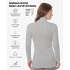 image:imageMerino Wool Base Layer Women Turtleneck  Merino Wool Sweater Women Shirt  Low and High Neck Midweight Shirt Breathable Naturally OdorResistant Soft Ideal for Hiking Skiing ColdWeather Wear260 Light Grey High