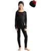 image:image100 Merino Wool Base Layer Kids Set  Midweight Unisex Thermal Underwear  Soft NonItchy Kids  Toddler Clothes Set 250 gsm 175um Long Sleeve amp Pants amp Beanie Moisture wicking OdorResistantCharcoal Grey