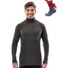 image:image100 Merino Wool Base Layer Mens Turtleneck  Merino Wool Sweater Men Shirt  Low and High Neck Midweight Shirt Breathable Naturally OdorResistant Soft Warm Hiking Skiing Cold Weather Base Layer260 Heathered Black High