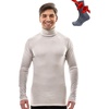 image:image100 Merino Wool Base Layer Mens Turtleneck  Merino Wool Sweater Men Shirt  Low and High Neck Midweight Shirt Breathable Naturally OdorResistant Soft Warm Hiking Skiing Cold Weather Base Layer260 Light Grey High