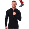 image:image100 Merino Wool Half Zip Sweater Men  Quarter Zip Thermal Base Layer  Lightweight Midweight Heavyweight Long Sleeve Breathable Pullover OdorResistant Half Zip Shirt Ideal for Hiking Skiing165 Black