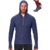 image:image100 Merino Wool Hoodie Men  Slim Fit Quarter Zip Thermal Base Layer Top  Lightweight Hoodie Breathable Naturally OdorResistant MoistureWicking Sweatshirt Ideal for Hiking Travel Camping190 Windsor Blue
