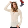 image:image100 Merino Wool Hoodie Women  Slim Fit Quarter Zip Thermal Base Layer  Lightweight Breathable Wool Hoodie Naturally OdorResistant MoistureWicking Sweatshirt Ideal for Hiking Travel Camping190 Off White