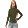 image:image100 Merino Wool Kids Quarter Zip  Midweight Thermal Base Layer 14 Zip  Unisex Soft NonItchy 250 GSM Kids Youth Clothes School Undershirt Moisture Wicking 175um OdorResistant Long Sleeve260 Dark Olive