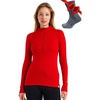 image:image100 Merino Wool Quarter Zip Sweater Women  Thermal Base Layer with Socks  Lightweight Midweight Heavyweight Shirt Breathable Base Layer OdorResistant Half Zip Shirt Ideal for Hiking Skiing250 Cherry Red