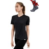 image:image100 Merino Wool TShirt Women  Short Sleeve Tee with Hiking Socks  Lightweight Breathable Merino Wool Active Base Layer Naturally OdorResistant MoistureWicking Ideal for Hiking TravelHeathered Black V