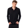 image:image100 Merino Wool V Neck Polo Shirts for Men  Short amp Long Sleeve Shirt  Lightweight Breathable Merino Wool Naturally AntiOdor MoistureWicking Ideal for Work Travel Everyday Wear LayeringBlack Long