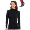 image:imageMerino Wool Base Layer Women Turtleneck  Merino Wool Sweater Women Shirt  Low and High Neck Midweight Shirt Breathable Naturally OdorResistant Soft Ideal for Hiking Skiing ColdWeather Wear260 Charcoal Low