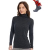 image:imageMerino Wool Base Layer Women Turtleneck  Merino Wool Sweater Women Shirt  Low and High Neck Midweight Shirt Breathable Naturally OdorResistant Soft Ideal for Hiking Skiing ColdWeather Wear260 Heathered Black High