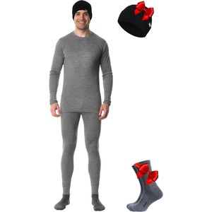 image:image100 Merino Wool Base Layer Men Set  Thermal Underwear for Men Long Johns  Lightweight Midweight Heavyweight Long Johns Naturally OdorResistant Breathable Active Underwear Hiking SkiingHeather Greyish