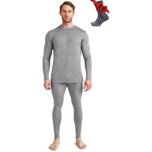 image:image100 Merino Wool Base Layer Men Set  Thermal Underwear for Men Long Johns  Lightweight Midweight Heavyweight Long Johns Naturally OdorResistant Breathable Active Underwear Hiking Skiing165 Heathered Grey