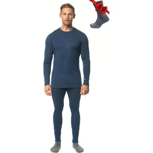image:image100 Merino Wool Base Layer Men Set  Thermal Underwear for Men Long Johns  Lightweight Midweight Heavyweight Long Johns Naturally OdorResistant Breathable Active Underwear Hiking Skiing320 Navy