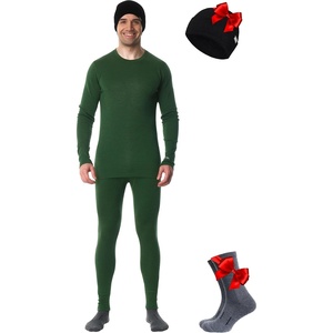 image:image100 Merino Wool Base Layer Men Set  Thermal Underwear for Men Long Johns  Lightweight Midweight Heavyweight Long Johns Naturally OdorResistant Breathable Active Underwear Hiking SkiingOlive Green