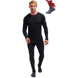 image:image100 Merino Wool Base Layer Men Set  Thermal Underwear for Men Long Johns  Lightweight Midweight Heavyweight Long Johns Naturally OdorResistant Breathable Active Underwear Hiking Skiing250 Charcoal Grey
