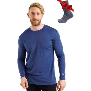 image:image100 Merino Wool Base Layer Mens  Long Sleeve Thermal Shirts with Socks  Lightweight Midweight Heavyweight Base Layer Naturally OdorResistant Breathable Shirt Ideal for Hiking Cold Weather165 Indigo Night