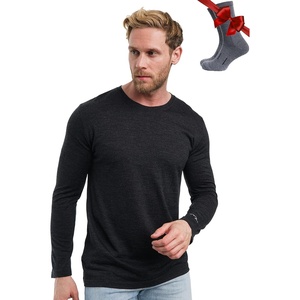 image:image100 Merino Wool Base Layer Mens  Long Sleeve Thermal Shirts with Socks  Lightweight Midweight Heavyweight Base Layer Naturally OdorResistant Breathable Shirt Ideal for Hiking Cold Weather165 Charcoal Grey