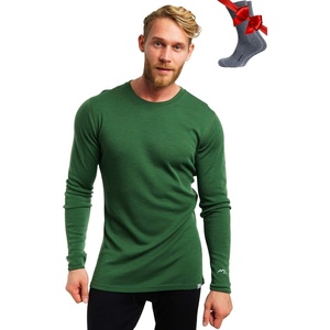 image:image100 Merino Wool Base Layer Mens  Long Sleeve Thermal Shirts with Socks  Lightweight Midweight Heavyweight Base Layer Naturally OdorResistant Breathable Shirt Ideal for Hiking Cold Weather250 Olive