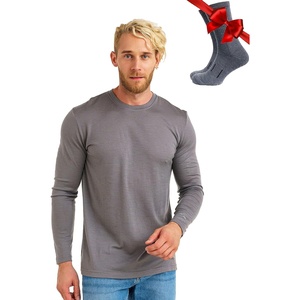 image:image100 Merino Wool Base Layer Mens  Long Sleeve Thermal Shirts with Socks  Lightweight Midweight Heavyweight Base Layer Naturally OdorResistant Breathable Shirt Ideal for Hiking Cold Weather165 Perfect Grey