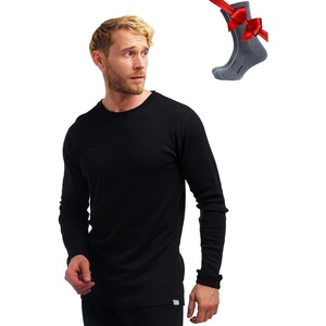 image:image100 Merino Wool Base Layer Mens  Long Sleeve Thermal Shirts with Socks  Lightweight Midweight Heavyweight Base Layer Naturally OdorResistant Breathable Shirt Ideal for Hiking Cold WeatherBlack 250