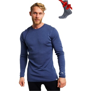 image:image100 Merino Wool Base Layer Mens  Long Sleeve Thermal Shirts with Socks  Lightweight Midweight Heavyweight Base Layer Naturally OdorResistant Breathable Shirt Ideal for Hiking Cold Weather250 Windsor Blue