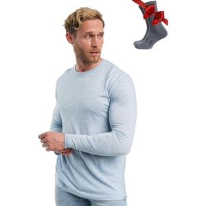 image:image100 Merino Wool Base Layer Mens  Long Sleeve Thermal Shirts with Socks  Lightweight Midweight Heavyweight Base Layer Naturally OdorResistant Breathable Shirt Ideal for Hiking Cold Weather165 Arctic