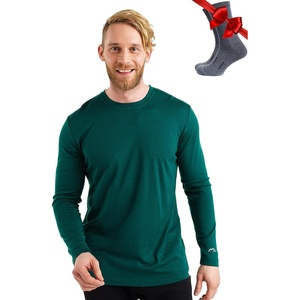 image:image100 Merino Wool Base Layer Mens  Long Sleeve Thermal Shirts with Socks  Lightweight Midweight Heavyweight Base Layer Naturally OdorResistant Breathable Shirt Ideal for Hiking Cold Weather165 Forest Green