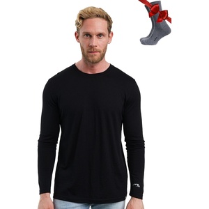 image:image100 Merino Wool Base Layer Mens  Long Sleeve Thermal Shirts with Socks  Lightweight Midweight Heavyweight Base Layer Naturally OdorResistant Breathable Shirt Ideal for Hiking Cold Weather165 Black