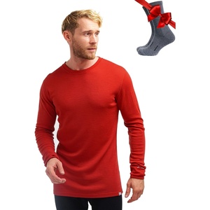 image:image100 Merino Wool Base Layer Mens  Long Sleeve Thermal Shirts with Socks  Lightweight Midweight Heavyweight Base Layer Naturally OdorResistant Breathable Shirt Ideal for Hiking Cold Weather250 Cherry Red