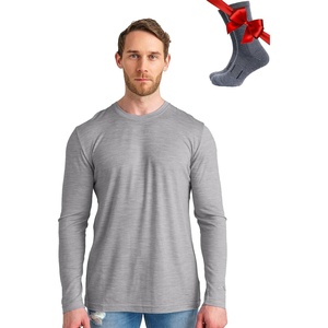image:image100 Merino Wool Base Layer Mens  Long Sleeve Thermal Shirts with Socks  Lightweight Midweight Heavyweight Base Layer Naturally OdorResistant Breathable Shirt Ideal for Hiking Cold Weather165 Heathered Grey