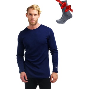 image:image100 Merino Wool Base Layer Mens  Long Sleeve Thermal Shirts with Socks  Lightweight Midweight Heavyweight Base Layer Naturally OdorResistant Breathable Shirt Ideal for Hiking Cold Weather250 Navy