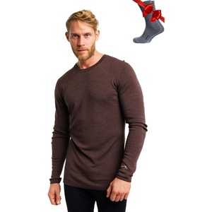 image:image100 Merino Wool Base Layer Mens  Long Sleeve Thermal Shirts with Socks  Lightweight Midweight Heavyweight Base Layer Naturally OdorResistant Breathable Shirt Ideal for Hiking Cold Weather250 Chocolate