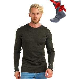 image:image100 Merino Wool Base Layer Mens  Long Sleeve Thermal Shirts with Socks  Lightweight Midweight Heavyweight Base Layer Naturally OdorResistant Breathable Shirt Ideal for Hiking Cold Weather320 Army Green