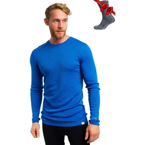 image:image100 Merino Wool Base Layer Mens  Long Sleeve Thermal Shirts with Socks  Lightweight Midweight Heavyweight Base Layer Naturally OdorResistant Breathable Shirt Ideal for Hiking Cold Weather250 Cobalt Blue
