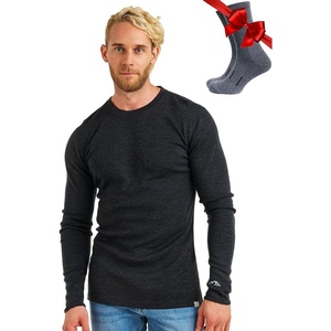 image:image100 Merino Wool Base Layer Mens  Long Sleeve Thermal Shirts with Socks  Lightweight Midweight Heavyweight Base Layer Naturally OdorResistant Breathable Shirt Ideal for Hiking Cold Weather320 Charcoal Grey