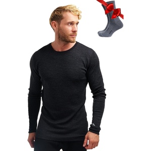 image:image100 Merino Wool Base Layer Mens  Long Sleeve Thermal Shirts with Socks  Lightweight Midweight Heavyweight Base Layer Naturally OdorResistant Breathable Shirt Ideal for Hiking Cold WeatherCharcoal Grey 250