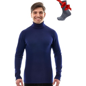 image:image100 Merino Wool Base Layer Mens Turtleneck  Merino Wool Sweater Men Shirt  Low and High Neck Midweight Shirt Breathable Naturally OdorResistant Soft Warm Hiking Skiing Cold Weather Base Layer260 Navy High