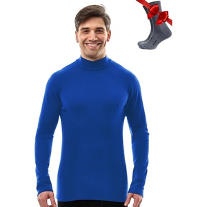image:image100 Merino Wool Base Layer Mens Turtleneck  Merino Wool Sweater Men Shirt  Low and High Neck Midweight Shirt Breathable Naturally OdorResistant Soft Warm Hiking Skiing Cold Weather Base Layer260 Cobalt Blue Low