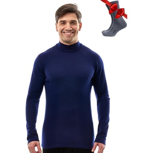 image:image100 Merino Wool Base Layer Mens Turtleneck  Merino Wool Sweater Men Shirt  Low and High Neck Midweight Shirt Breathable Naturally OdorResistant Soft Warm Hiking Skiing Cold Weather Base Layer260 Navy Low