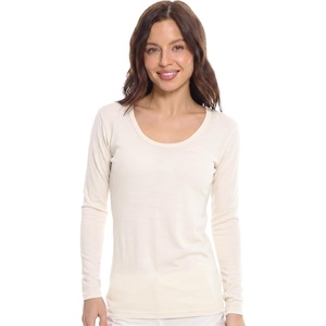 image:image100 Merino Wool Base Layer Women  Thermal Merino Wool Shirt Women  Lightweight Shirts Breathable Naturally OdorResistant MoistureWicking Ideal for Hiking Travel Outdoor Everyday WearS 190 Creamy
