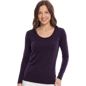 image:image100 Merino Wool Base Layer Women  Thermal Merino Wool Shirt Women  Lightweight Shirts Breathable Naturally OdorResistant MoistureWicking Ideal for Hiking Travel Outdoor Everyday WearS 190 Dark Purple