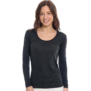 image:image100 Merino Wool Base Layer Women  Thermal Merino Wool Shirt Women  Lightweight Shirts Breathable Naturally OdorResistant MoistureWicking Ideal for Hiking Travel Outdoor Everyday WearS 190 Heathered Black
