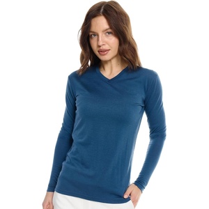 image:image100 Merino Wool Base Layer Women  Thermal Merino Wool Shirt Women  Lightweight Shirts Breathable Naturally OdorResistant MoistureWicking Ideal for Hiking Travel Outdoor Everyday WearV 190 Denim
