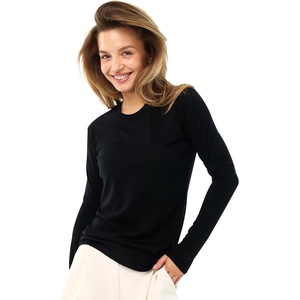 image:image100 Merino Wool Base Layer Women  Thermal Merino Wool Shirt Women  Lightweight Shirts Breathable Naturally OdorResistant MoistureWicking Ideal for Hiking Travel Outdoor Everyday WearC 190 Black