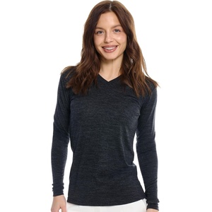 image:image100 Merino Wool Base Layer Women  Thermal Merino Wool Shirt Women  Lightweight Shirts Breathable Naturally OdorResistant MoistureWicking Ideal for Hiking Travel Outdoor Everyday WearV 190 Melange Black