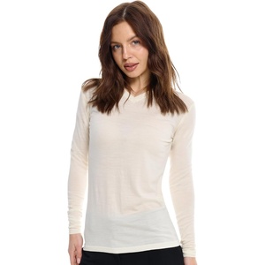 image:image100 Merino Wool Base Layer Women  Thermal Merino Wool Shirt Women  Lightweight Shirts Breathable Naturally OdorResistant MoistureWicking Ideal for Hiking Travel Outdoor Everyday WearV 190 Creamy
