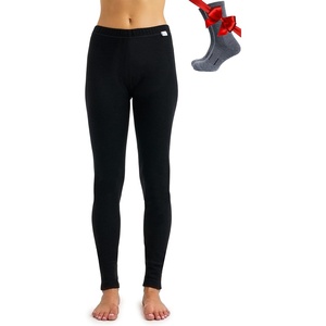 image:image100 Merino Wool Base Layer Women Pants  Thermal Leggings Underwear  Lightweight Midweight Heavyweight Base Layer Breathable Pants OdorResistant Ideal for Hiking Skiing Cold Weather 320 Black