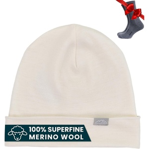 image:image100 Merino Wool Beanie for Women Men  Set Adult Skull Cap 175um amp Socks  Soft NonItchy Beanie Breathable Running Hat UV Protection OdorResistant MoistureWicking All Season 250 gsm BeanieNatural Merinos